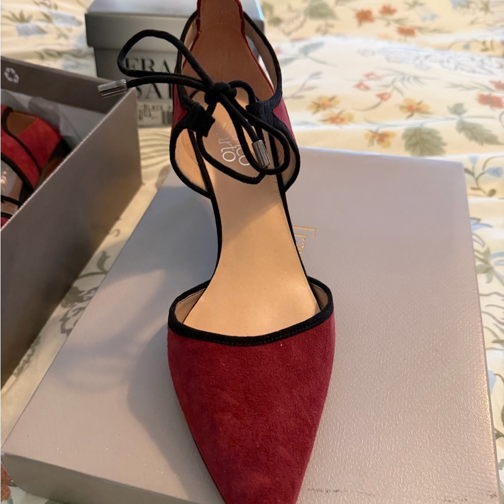 Franco Sarto Burgundy Suede Heels
